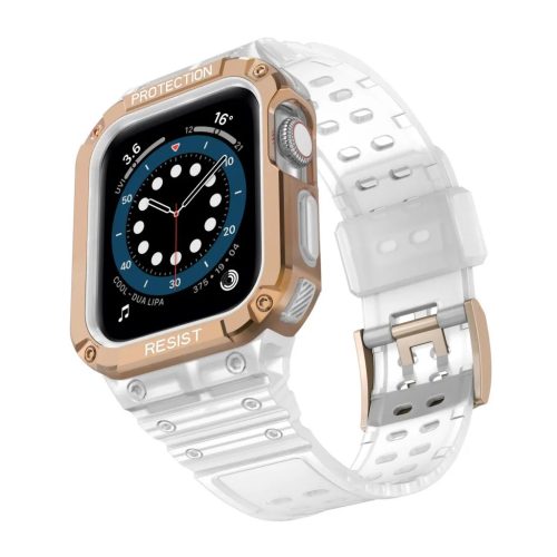 Apple Watch 4/5/6/7/8/SE (42/44/45mm) Rugged Armor óraszíj és tok áttetsző-rose gold