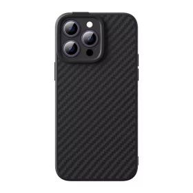   Armored tok iPhone 14 Pro-hoz kompatibilis MagSafe Baseus Synthetic Fiber edzett üveg - fekete