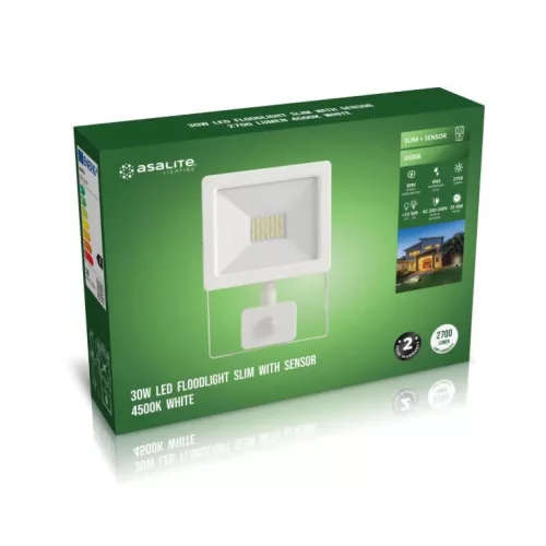 Asalite LED Fehér Reflektor Slim 30W 4500K (2700 lumen) + Mozgásérz-5999565666125 3 kép