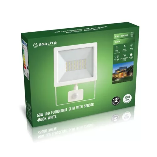 Asalite LED Fehér Reflektor Slim 50W 4500K (4500 lumen) + Mozgásérz-5999565666163 3 kép