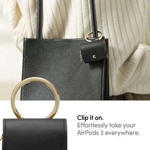 AirPods 3 Spigen Cyrill Mini Bag bőr tok fekete (ASD02158)-8809756640308 6 kép