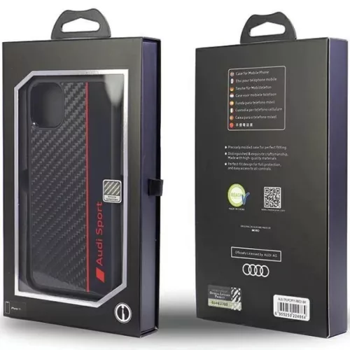  iPhone 11 / Xr 6.1" fekete/fekete Audi Carbon Fiber Stripe keménytok-6955250224864 5 kép