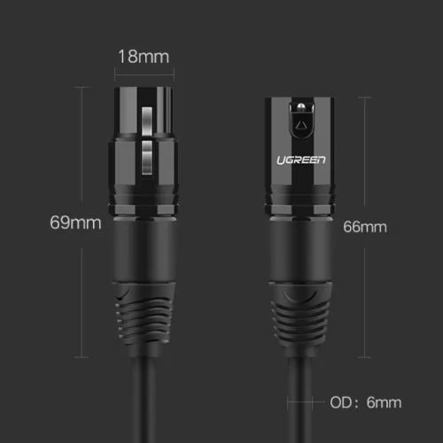 Ugreen mikrofon hosszabbító, toldó kábel XLR (aljzat) - XLR (aljza-6957303827084 2 kép