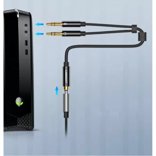 Ugreen 3.5mm elosztó, adapter audio és mikrofon jelre 20Cm fekete (A-6957303828999 2 kép