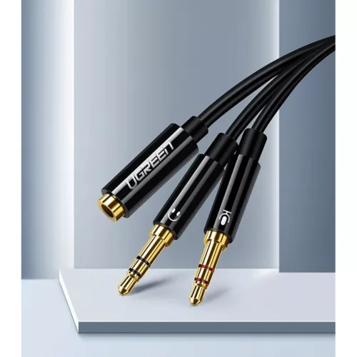 Ugreen 3.5mm elosztó, adapter audio és mikrofon jelre 20Cm fekete (A-6957303828999 3 kép