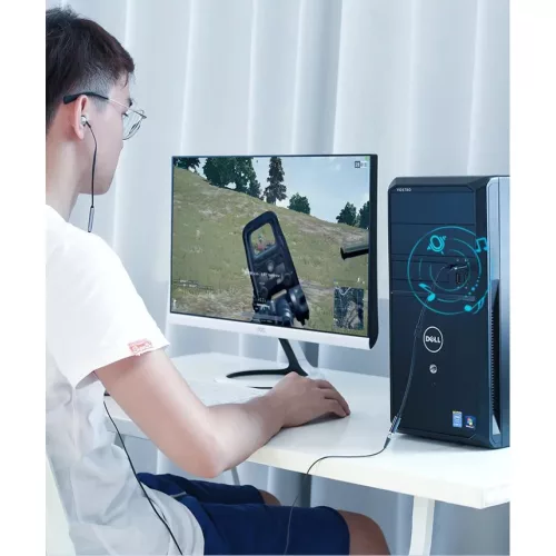 Ugreen 3.5mm elosztó, adapter audio és mikrofon jelre 20Cm fekete (A-6957303828999 4 kép