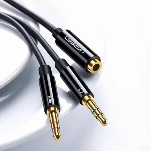 Ugreen 3.5mm elosztó, adapter audio és mikrofon jelre 20Cm fekete (A-6957303828999 8 kép