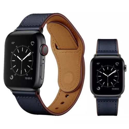 Apple Watch 4/5/6/7/8/SE (38/40/41mm) PU bőr óraszíj tengerészkék- 1 kép