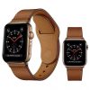 Apple Watch 4/5/6/7/8/SE (38/40/41mm) PU bőr óraszíj világosbarna - 1 kép