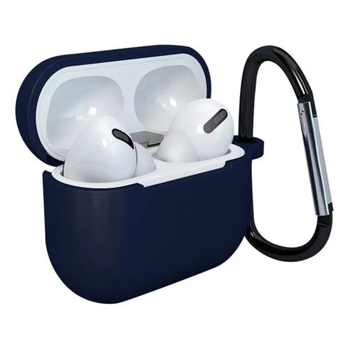 AirPods 3 tok szilikon puha tok + karabiner sötétkék-9145576230749 1 kép
