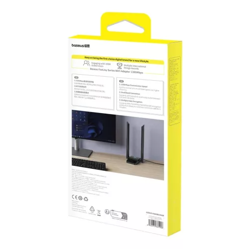 Baseus FastJoy B01317600111-05 1300 Mb/s USB hálózati kártya - feke-6932172661908 8 kép