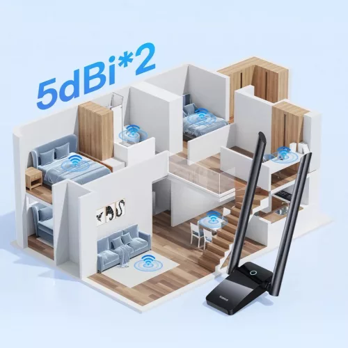 Baseus FastJoy B01317600111-05 1300 Mb/s USB hálózati kártya - feke-6932172661908 10 kép