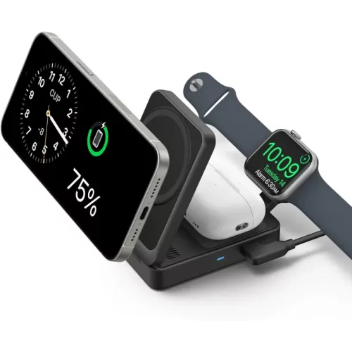 Vezeték nélküli töltő Anker MagGo 3in1, 15W, 1.67A, fekete B25573-194644157128 2 kép