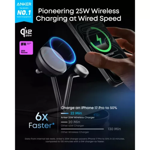 Anker Prime MagGo AirCool 3in1 vezeték nélküli töltő, 25W, fekete-194644268039 2 kép