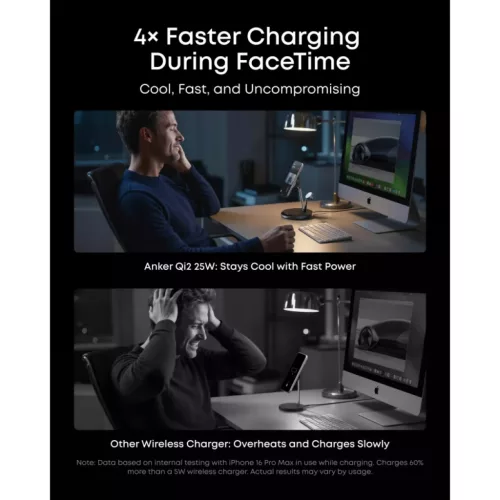 Anker Prime MagGo AirCool 3in1 vezeték nélküli töltő, 25W, fekete-194644268039 4 kép