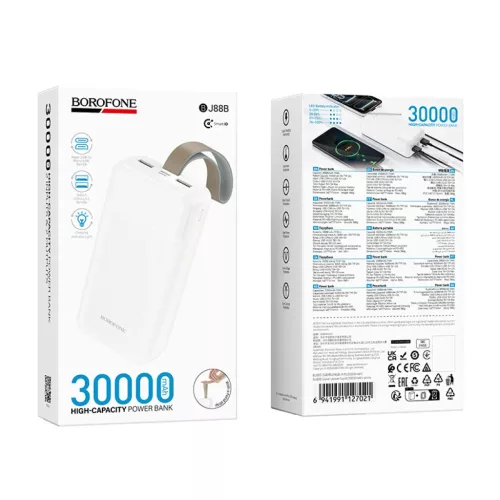 Borofone Power Bank 30000mAh BJ88B Clever - 2xUSB - fehér,-6941991127021 5 kép