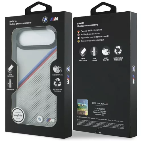 iPhone 17 Air BMW M Trikolor Fém Logó MagSafe tok szürke-3666339480370 8 kép