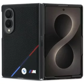    Samsung Galaxy Z Fold8 fekete BMW M perforált bőr trikolor csíkos fém logós MagSafe tok