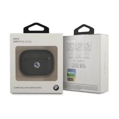 BMW BMAPSSLNA AirPods Pro tok sötétkék/navy valódi bőr ezüst log-3666339009441 3 kép