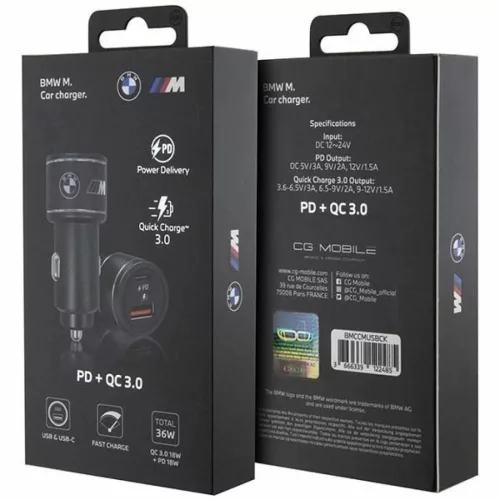 BMW töltő BMCCMUSBCK PD-QC 3.0 20W Gyors Töltés fekete/fekete M Ed-3666339122485 3 kép