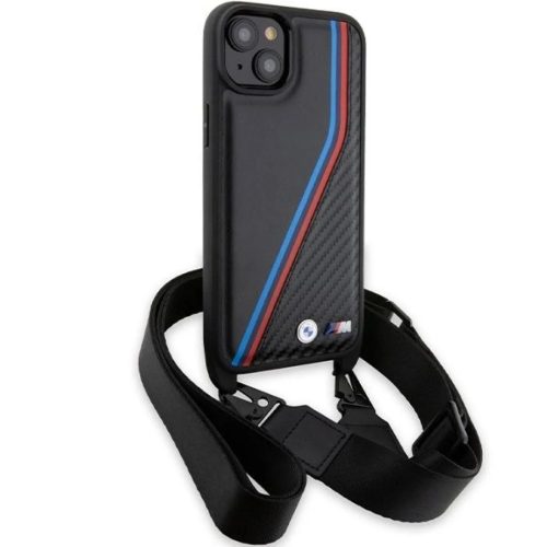  iPhone 15 / 14 / 13 fekete BMW M Edition Carbon Tricolor Lines & Pán-3666339235659 3 kép