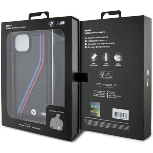  iPhone 15 / 14 / 13 fekete BMW M Edition Carbon Tricolor Lines & Pán-3666339235659 7 kép