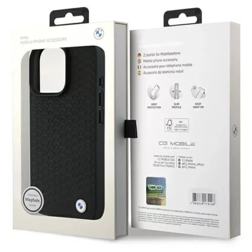  iPhone 16 Pro Max Fekete BMW Signature bőrtok Diamond Metal Logo Mag-3666339323233 8 kép