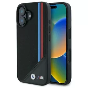 iPhone 16 Fekete BMW M Meshed Tricolor Stripes MagSafe tok