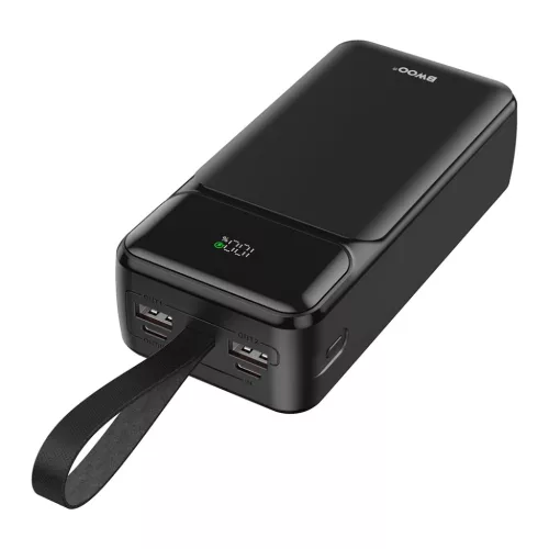 BWOO 65W powerbank 30000 mAh 2x USB-A, 1x USB-C LCD kijelzővel, feket-6933654815932 2 kép