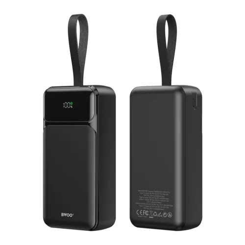 BWOO 65W powerbank 30000 mAh 2x USB-A, 1x USB-C LCD kijelzővel, feket-6933654815932 3 kép