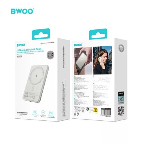 Ultra Slim Power Bank 5000mAh mágneses töltéssel P79 világosszürk-6933654817455 3 kép