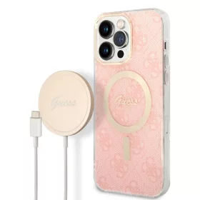   iPhone 14 Pplus Guess BUGUHMP14MH4EACSP 4G MagSafe kompatibilis telefontok + vezeték nélküli töltő rózsaszín