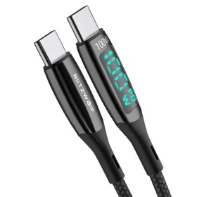 BlitzWolf BW-TC23 USB-C - USB-C töltőkábel kijelzővel, 100W, 0.9m -5905316140141 1 kép