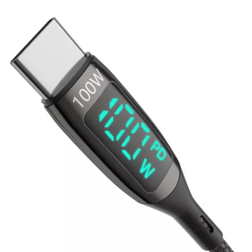 BlitzWolf BW-TC23 USB-C - USB-C töltőkábel kijelzővel, 100W, 0.9m -5905316140141 2 kép