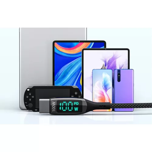 BlitzWolf BW-TC23 USB-C - USB-C töltőkábel kijelzővel, 100W, 0.9m -5905316140141 7 kép