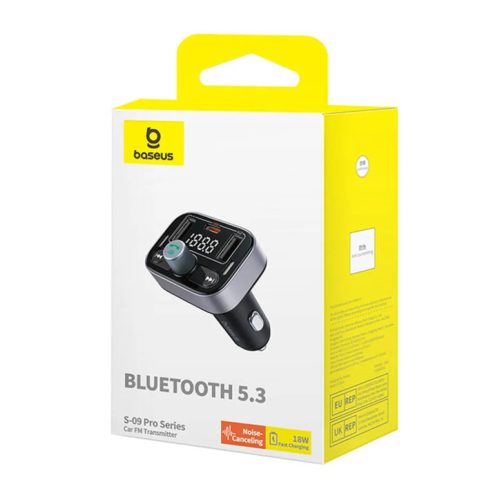 Baseus S-09 Pro Bluetooth  FM Transmitter fekete (C10762200113-00)-6932172643355 7 kép