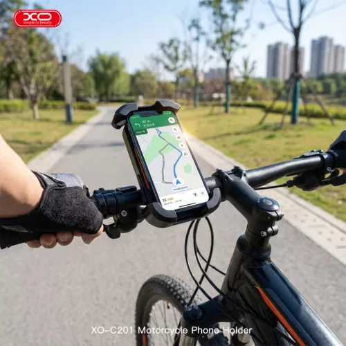 XO C201 biciklis / motoros mobiltelefon tartó fekete-narancssárga-6975837589636 6 kép