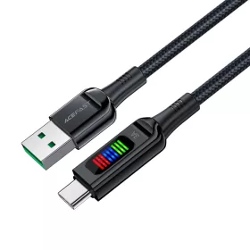 Acefast C7-04 USB-A USB-C 60W 1.2m kábel kijelzővel - fekete-6974316282785 2 kép