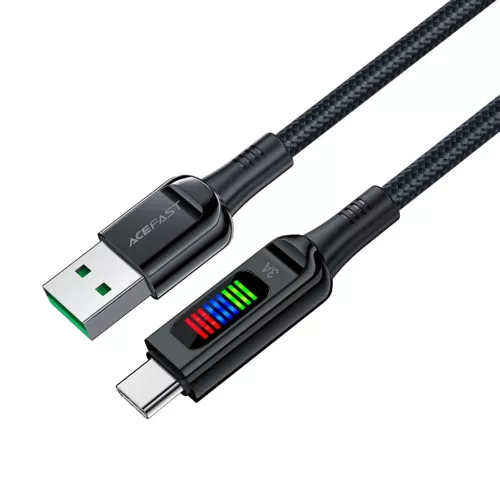 Acefast C7-04 USB-A USB-C 60W 1.2m kábel kijelzővel - fekete-6974316282785 2 kép