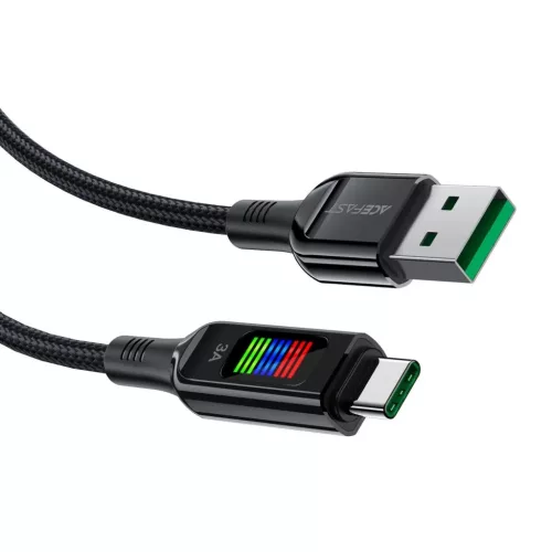 Acefast C7-04 USB-A USB-C 60W 1.2m kábel kijelzővel - fekete-6974316282785 3 kép