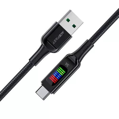 Acefast C7-04 USB-A USB-C 60W 1.2m kábel kijelzővel - fekete-6974316282785 4 kép