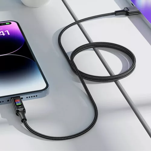 Acefast C7-04 USB-A USB-C 60W 1.2m kábel kijelzővel - fekete-6974316282785 6 kép