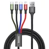 Baseus 4in1 gyorstöltő kábel szett 2 x Lightning 3.5A nylon harisnyázott piros/kék/zöld/fekete