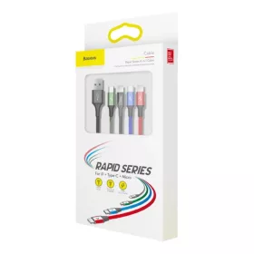 Baseus 4in1 gyorstöltő kábel szett 2 x Lightning 3.5A nylon harisny-6953156278486 2 kép