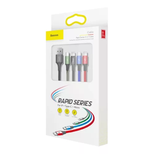 Baseus 4in1 gyorstöltő kábel szett 2 x Lightning 3.5A nylon harisny-6953156278486 2 kép