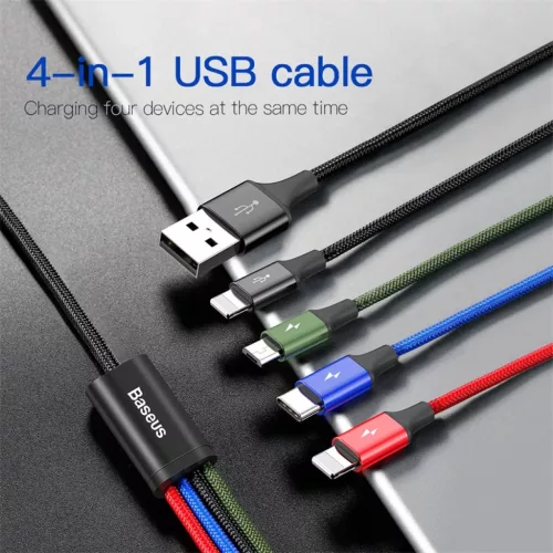 Baseus 4in1 gyorstöltő kábel szett 2 x Lightning 3.5A nylon harisny-6953156278486 8 kép