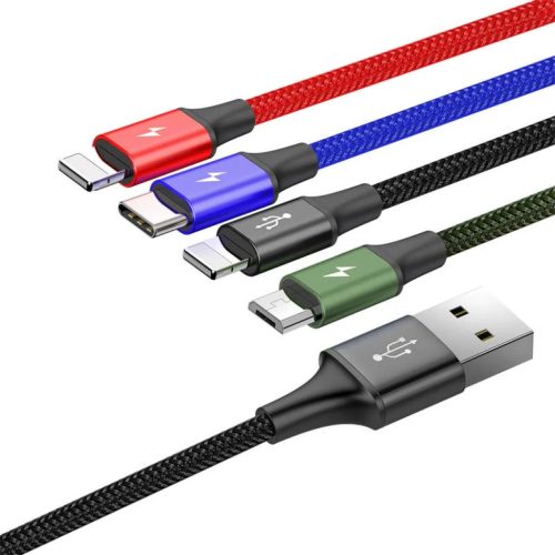 Baseus 4in1 gyorstöltő kábel szett 2 x Type-C 3.5A nylon harisnyáz-6953156278493 1 kép