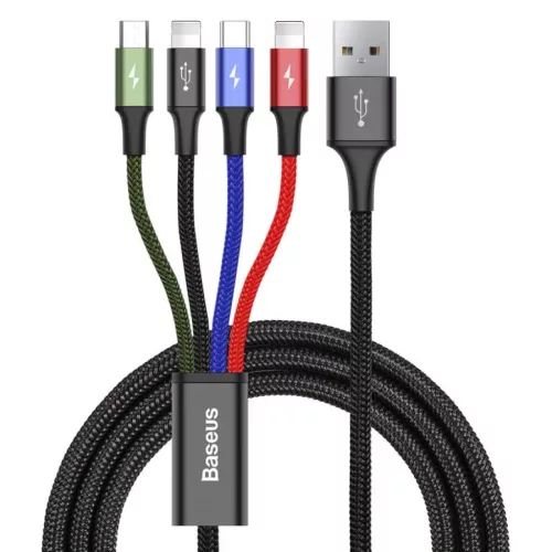 Baseus 4in1 gyorstöltő kábel szett 2 x Type-C 3.5A nylon harisnyáz-6953156278493 8 kép