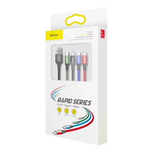 Baseus 4in1 gyorstöltő kábel szett 2 x Type-C 3.5A nylon harisnyáz-6953156278493 9 kép