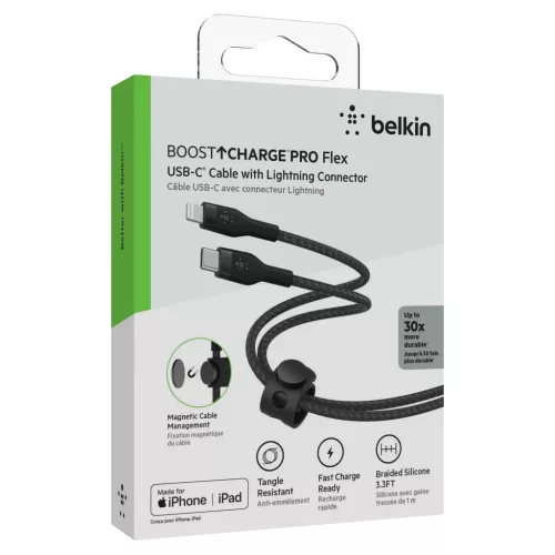 Belkin BOOST CHARGE PRO Flex USB-C és Lightning, fonott szilikon káb-745883832477 6 kép